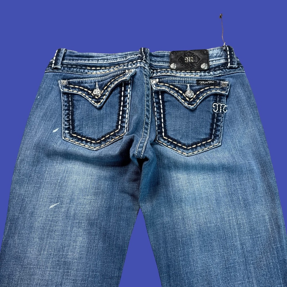 Miss Me Bootcut Jeans Womens 30 Blue Distressed Flap Pocket Y2K Western